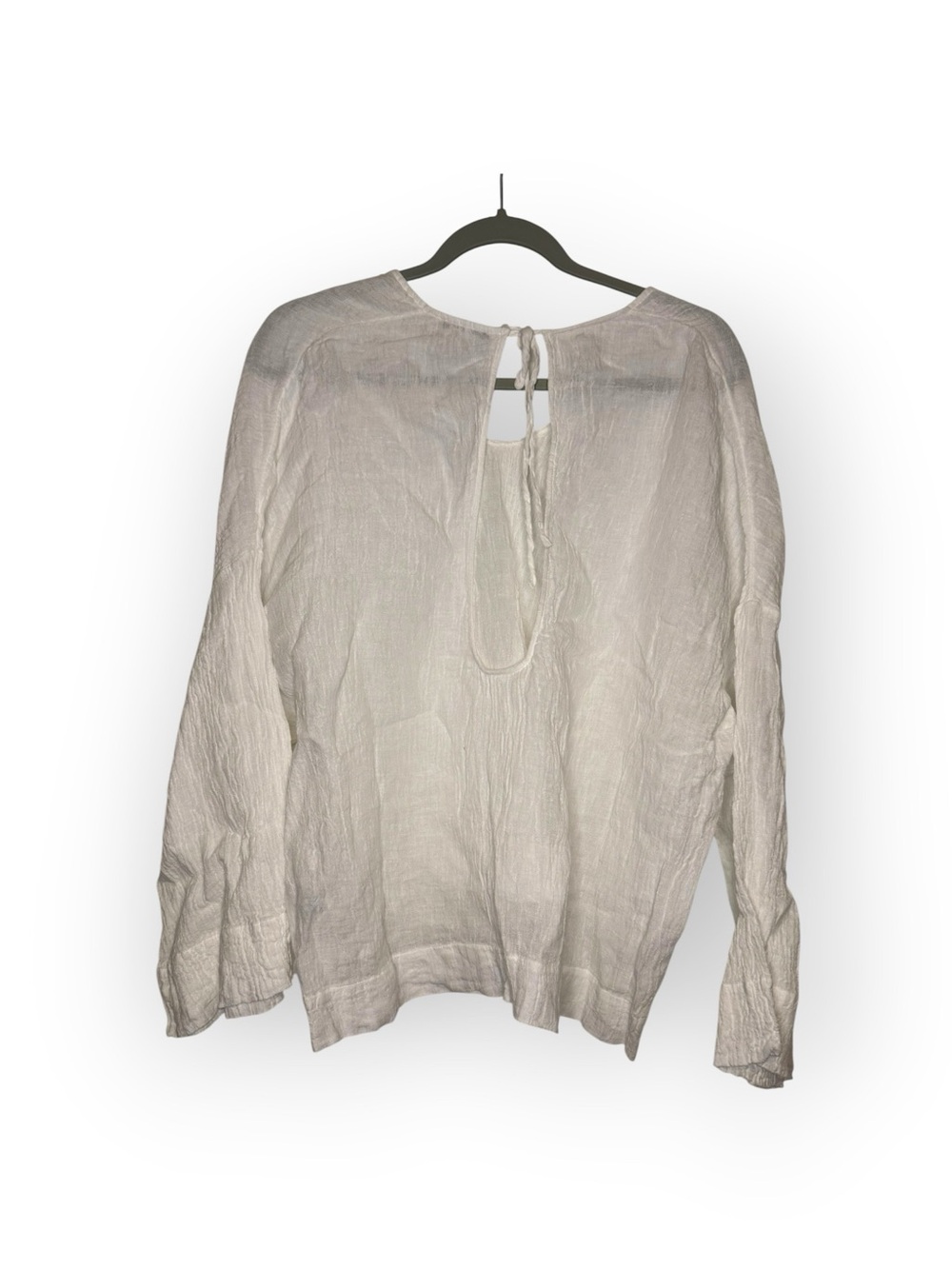 Massimo Dutti 100% Linen Waffle-Knit Flowing Blouse White Size M/L - Picture 6 of 10